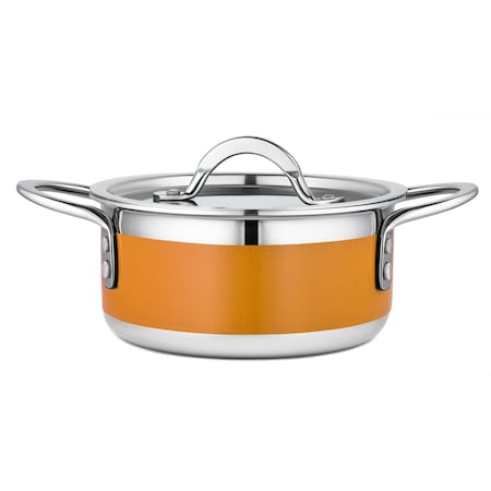 Bon Chef Country French 2 Pot W/Cover 7" X 3" 1 Qt 22 Oz - Orange 71299-CF2-O